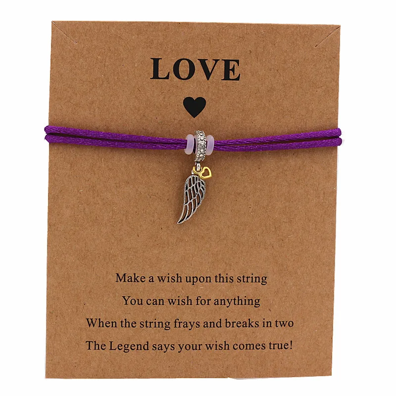 

New Fashion Angel Wing&Heart Charm Wish Bracelet lucky Bracelets for girl Kids bestfriend sister Silver Color&Gold color Jewelry