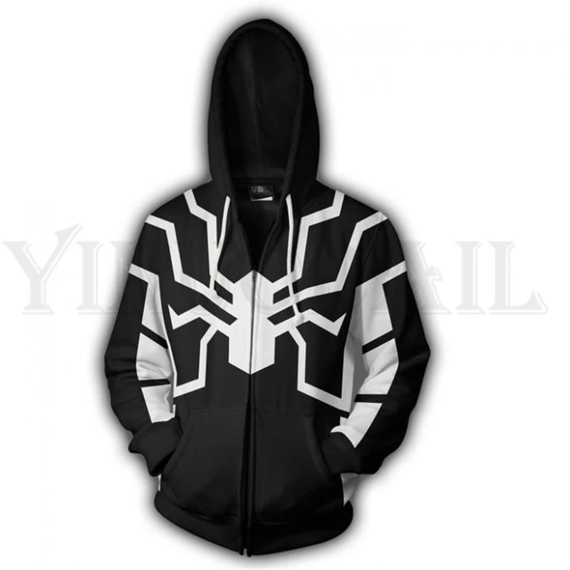 F Мужские и женские толстовки на молнии Venom Spiderman 3d принт с капюшоном куртка Mravel 4 фильм Супергерои Толстовка уличная одежда костюм - Цвет: F