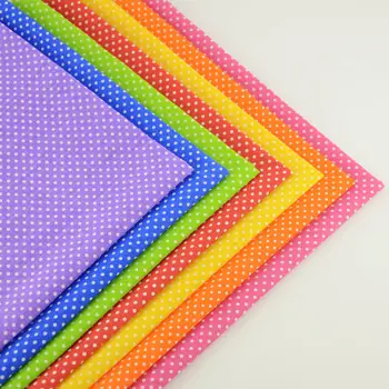 

Booksew 100% Cotton Fabric Sewing Toy Different Color Printed Little White Dots 7 PCS/lot Home Textile Fat Quarter Decoration