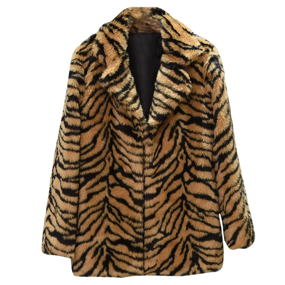Fur Top Leopard Print Women Casual Warm Winter Top Ladies Pullover ...