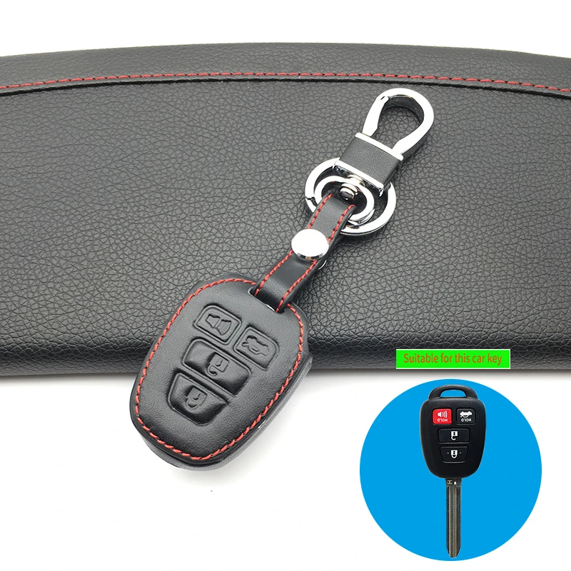 

4 Buttons Remote Car Key Fob Shell Case Leather Cover For Toyota Highlander Camry Corolla RAV4 Vios Prius C 2012-2016 2017 2018