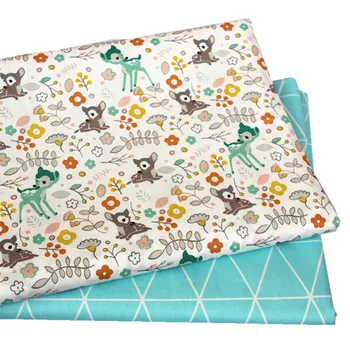 

Cute Cartoon Deer Twill Cotton Fabric DIY Cloth For Bedding Sheets Baby Blankets Needlework Material Clothes 100*160cm