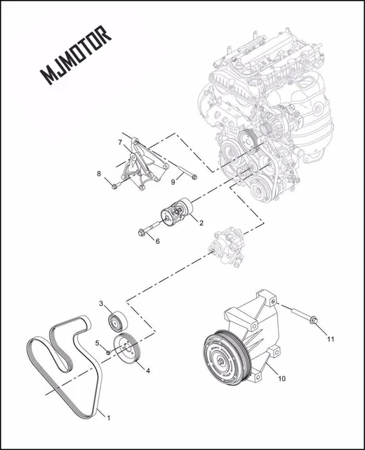 Alternator Fan Belt Kit Generator Tensioner Idler Pulley For Deutschland Bmw E90 N46b Engine Autocar Motor Engine Part 6pk1870 Belts Pulleys Brackets Aliexpress