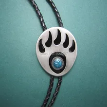 Винтажный, с серебряным покрытием Западный медведь лапа Галстук боло завод прямой BOLOTIE-AN002SL