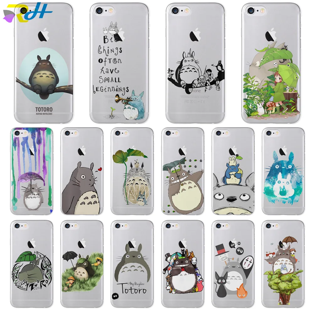 МИЛЫЙ Тоторо Coque аниме Ghibli Миядзаки Kaonashi мягкий прозрачный чехол для телефона iPhone