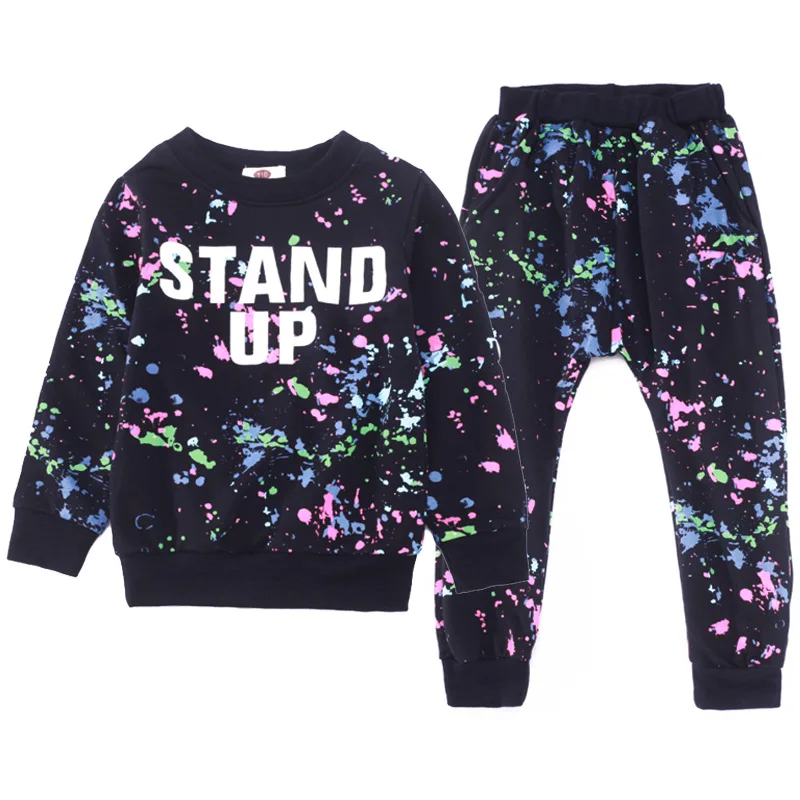 

Girls Graffiti Sports Suits Children O-neck Letter Clothing Sets Kids 100% Cotton Tracksuits Age 3 4 5 6 7 8 9 10 12 14 Years