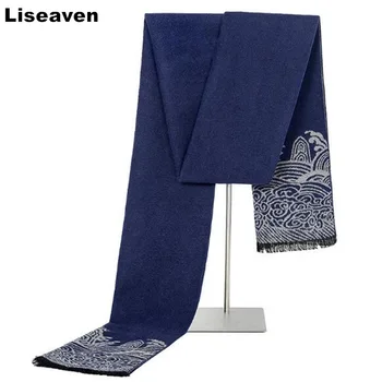 

Liseaven Men's casual scarves brand high quality winter warm print scarf men