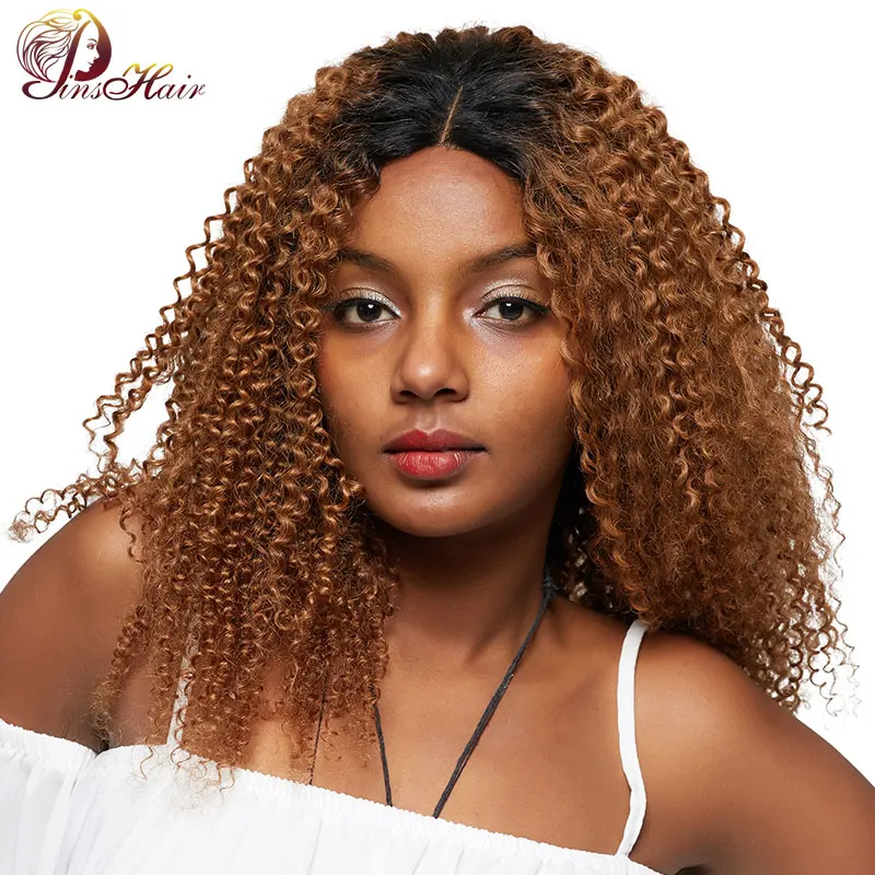 Pinshair Ombre светлый афро кудрявые вьющиеся человеческие волосы парики для женщин