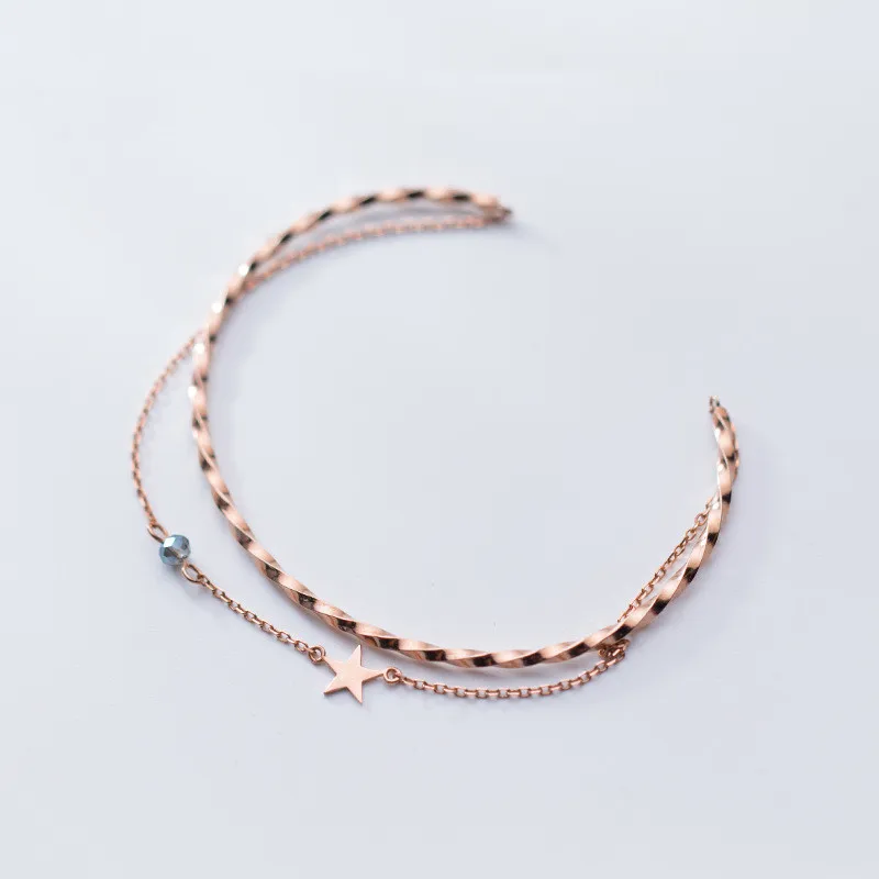 18 К розовое золото покрытием 100% Real. 925 пробы серебро Fine Jewelry Star двухслойные/Multi