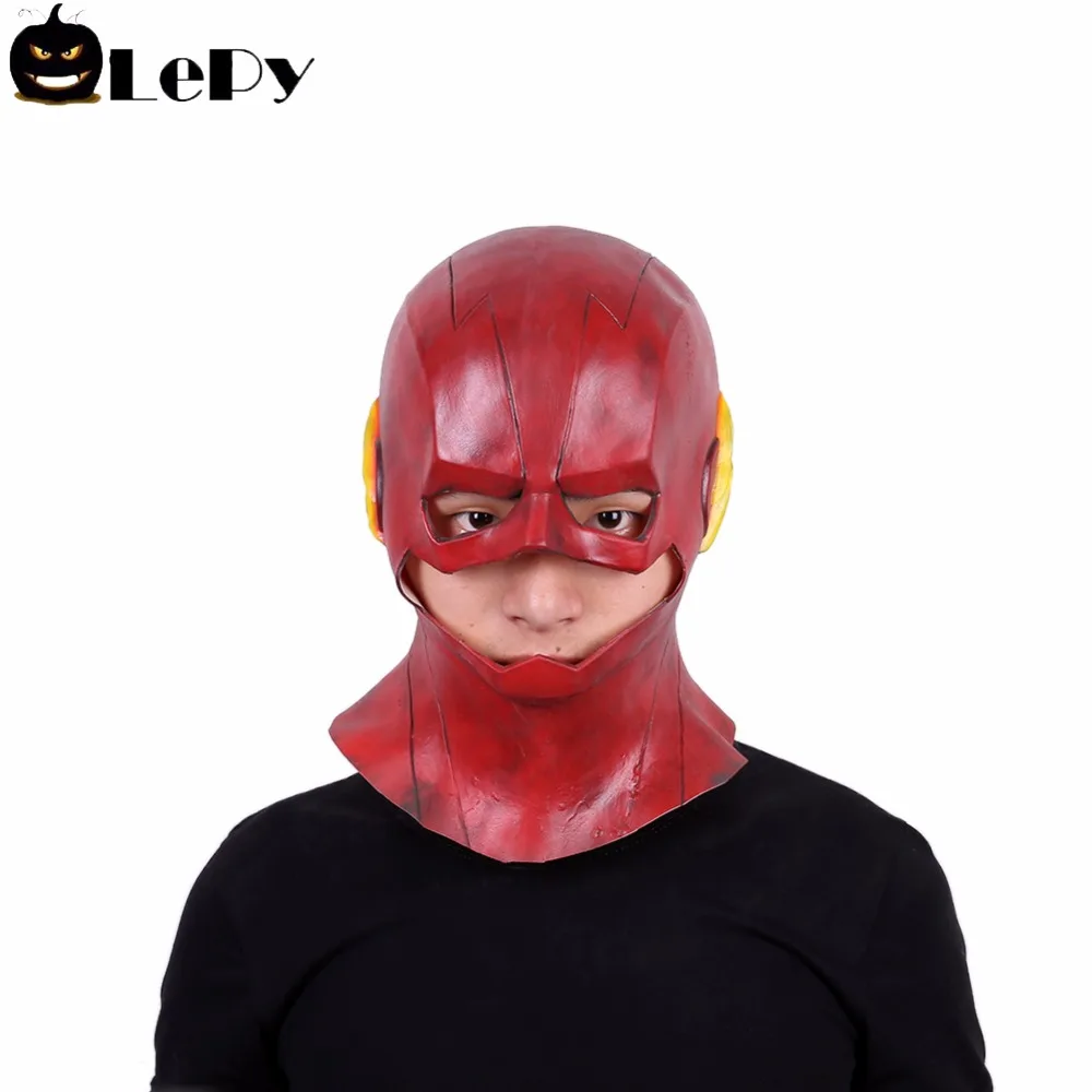 LePy The Flash Mask DC Barry Allen Mask Cosplay Costume Prop Halloween Red Full Head Latex Party