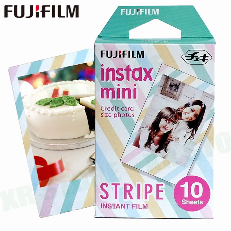 Fujifilm Instax Mini 11 8 9 Film Stripe Fuji Instant Photo Paper 10 Sheets For 70 7s 50s 50i 90 25 Share SP-1 2 Lomo Camera | Электроника