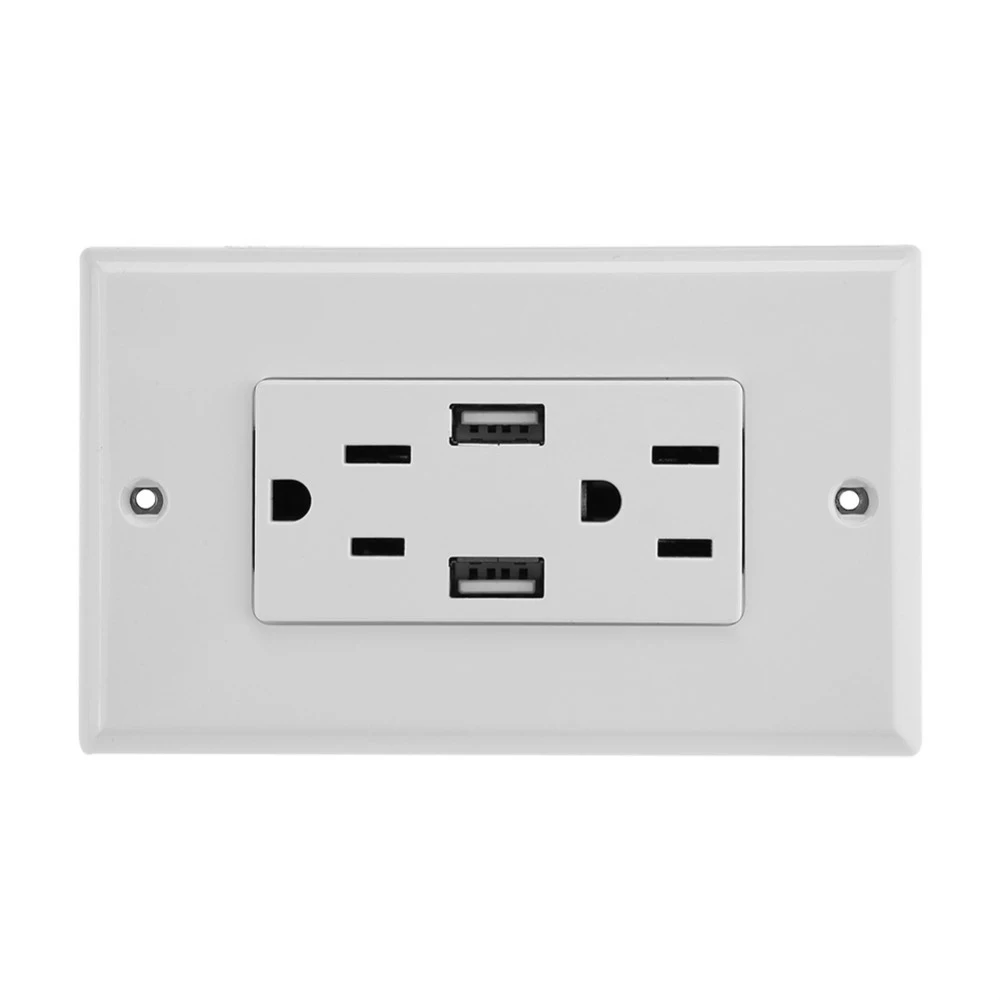 

Double Outlet USB Wall Socket Strip Receptacle Power Supply Socket with USB Wall Plug DC 5V 2.4A