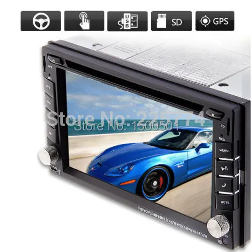 

GPS Navigation 2 Din Car DVD Player 6.2" Car GPS iPod Radio DVD Player Double DIN Stereo Bluetooth iPod TV Digital Touch Screem