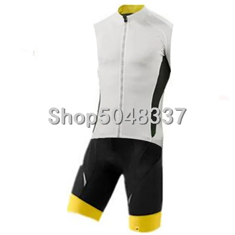 

mavic Men Triathlon Sleeveless Cycling Jersey Sponge Pad Cycling Skinsuit Quick-dry Running Racing Bike Wear Clothes
