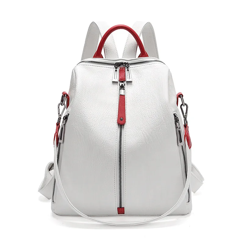 Модный Повседневный женский рюкзак с защитой от кражи, высокое качество, винтажные рюкзаки для женщин, большая вместительность, дорожная сумка через плечо - Цвет: white