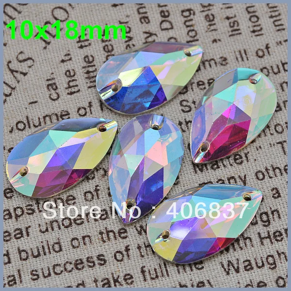 Free Shipping~AAAA 100pcs/Lot 10*18mm Crystal AB / Clear sew on resin stones flat back teardrop | Дом и сад