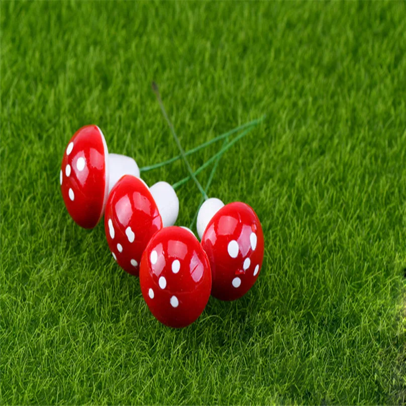50Pcs Mini Red Mushroom Garden Bonsai Dotted Small Potted DIY Toy House Landscape Bonsai Plant Garden Decoration #3J18 (1)