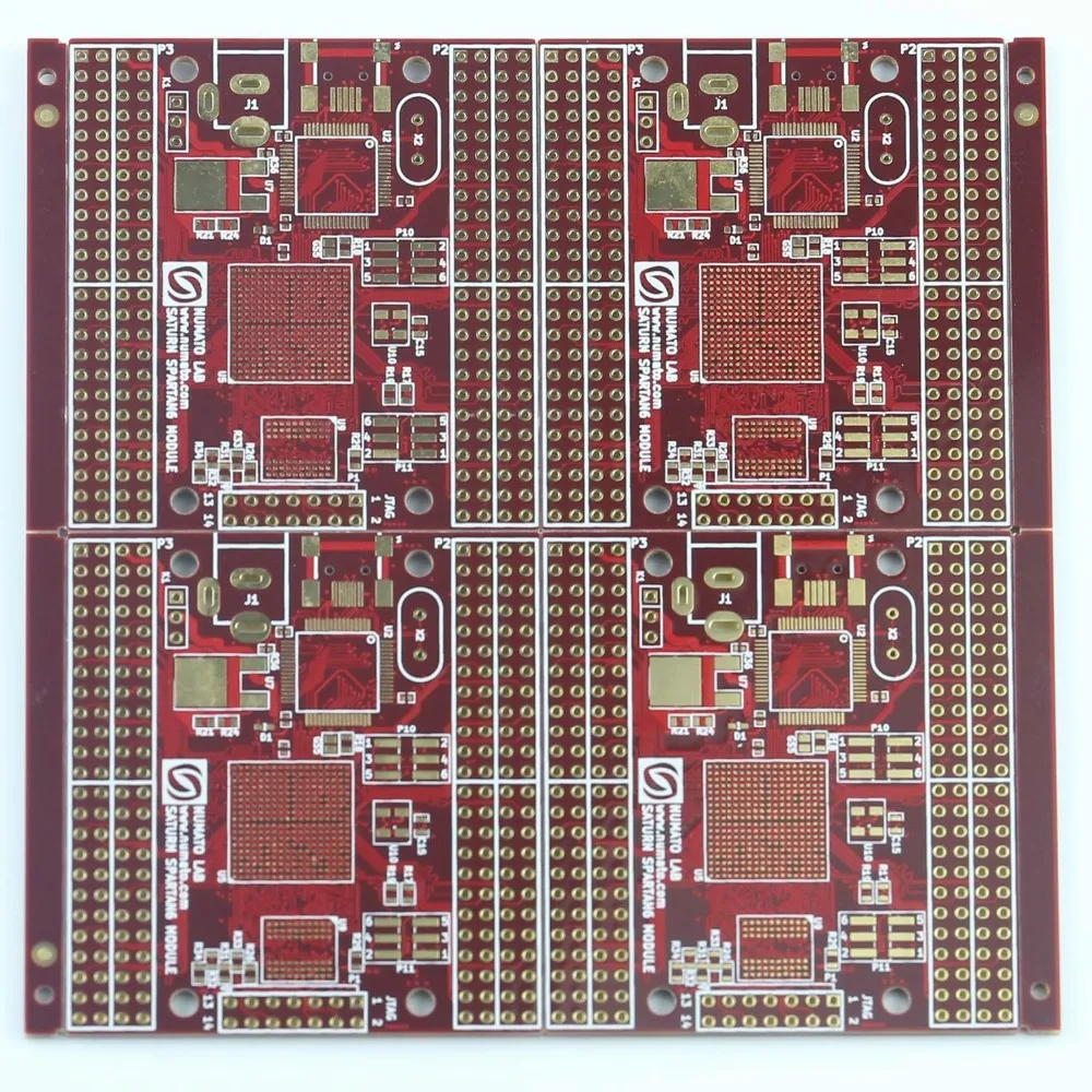

2 layer red pcb card, printed circuit card prototype