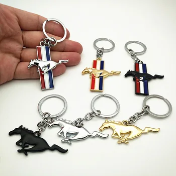 

Three styles Car Styling Metal New 3D Horse Emblem Badge KeyChain keyring Key Chain Ring Fit for Ford Ford Mustang GT 500 Cobra