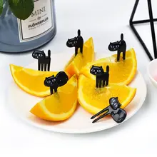 Мини-шпажки для фруктов с рисунком животных, милый мультяшный Кот, Детская зубочистка, бэнто, Ланч-бокс, Декор, аксессуары черного цвета