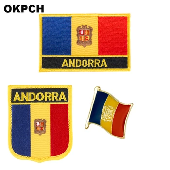 

Andorra National Flag Embroidered Iron on Patches for Clothing Metal badges PT0014-3