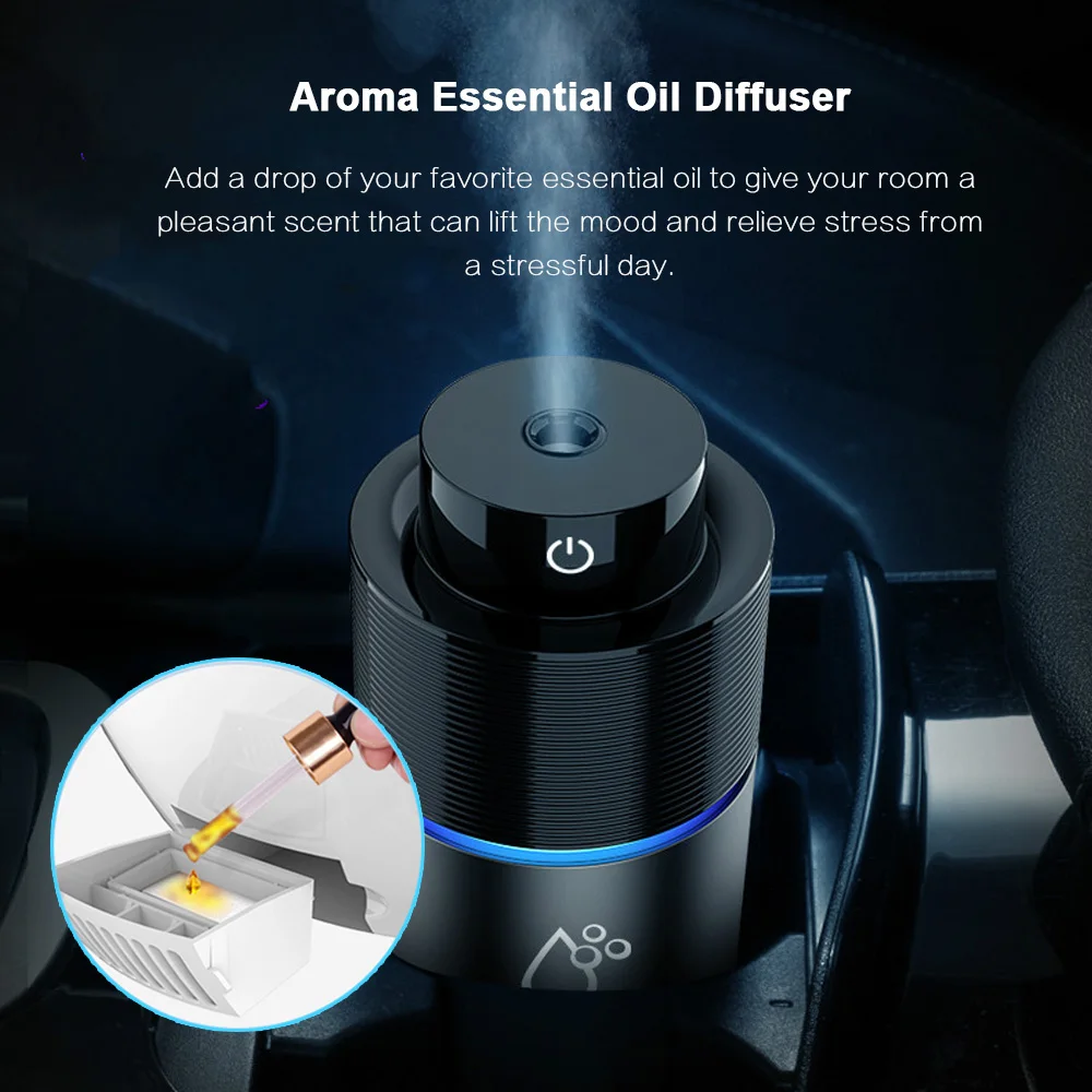 200ml Portable Auto Mini Ultrasonic USB Car Air Humidifier Essential Oil Diffuser LED Lights Aromatherapy for Car Aroma Diffuser