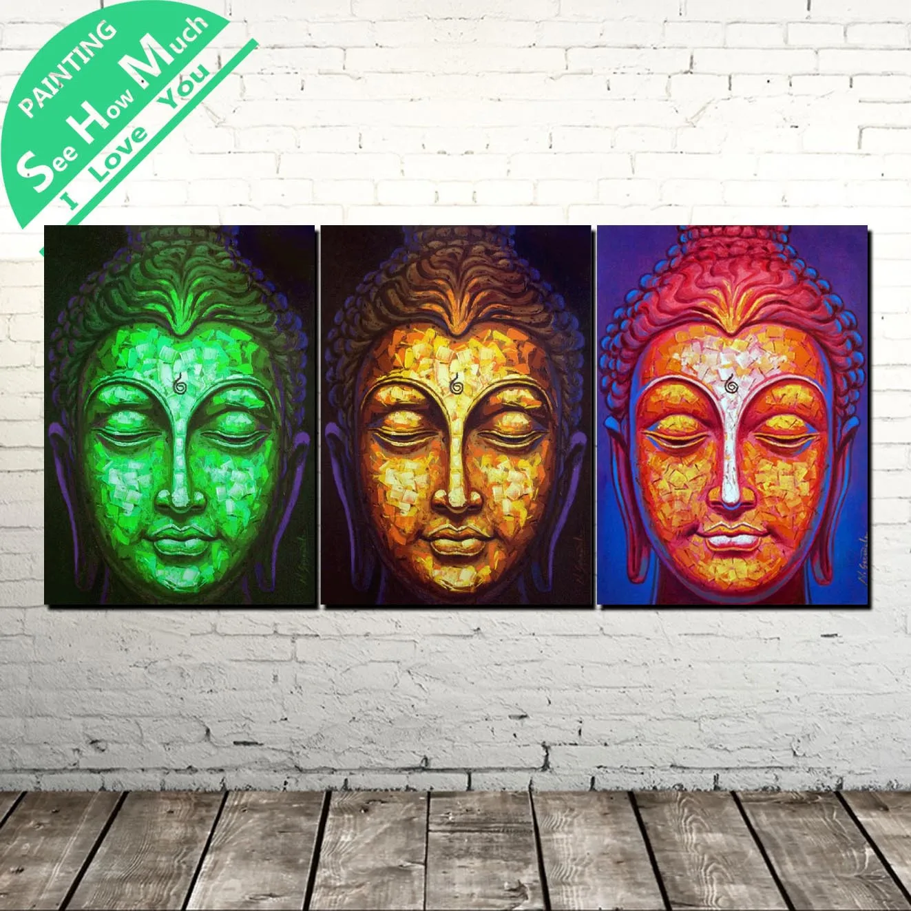 купить! 3 Шт. Три Цвета Буддизм Современные Wall Art Холст Картины Плакаты и Принты Обрамленная