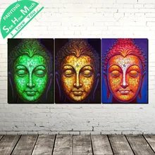 купить! 3 Шт. Три Цвета Буддизм Современные Wall Art Холст Картины Плакаты и Принты Обрамленная