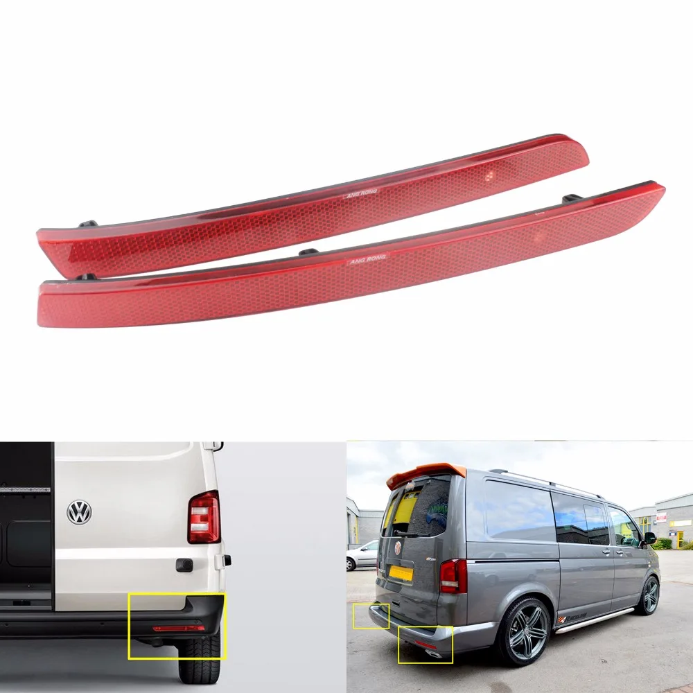 ANGRONG 2x отражатель заднего бампера красная крышка для VW T5 транспортер Multivan задние