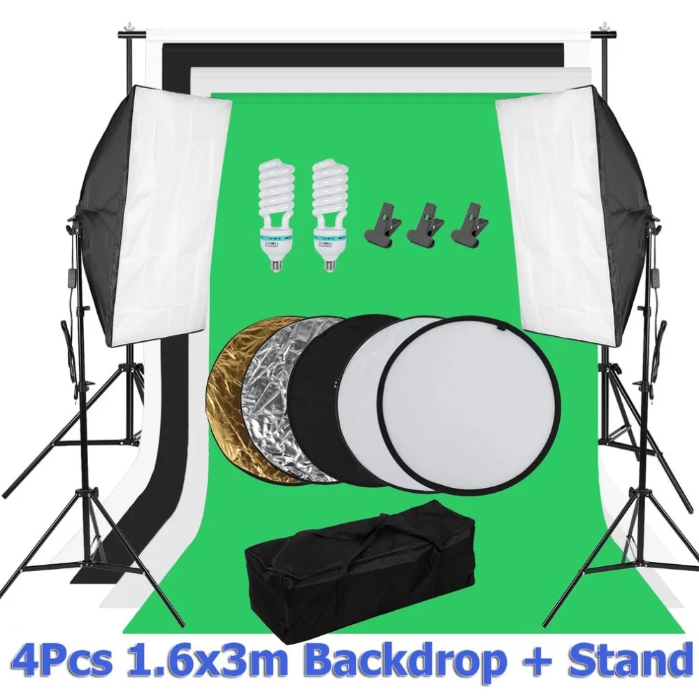 

50x70CM Softbox Background 2m Backdrop Stand 60cm Reflector Panel Photography Photo Studio Kit Continuous Lighting Set