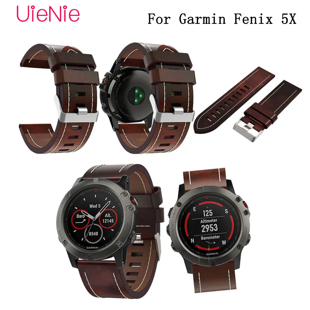 

Luxury New Leather Replacement Wristband for Garmin Fenix 5X 5X Plus GPS watch band with replacement tool watch Strap Bracelet