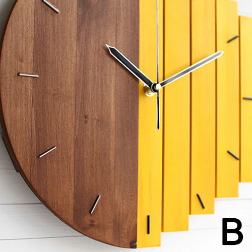 Скользящий деревянный ксилофон настенные часы современный дизайн винтажные деревенские потертые часы тихие художественные часы украшение дома - Цвет: B
