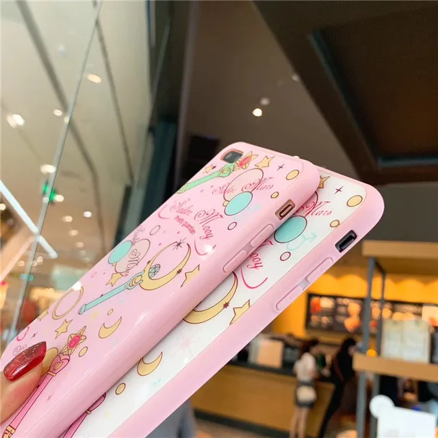 Для iPhone 6 6S 7 8 Plus XR X XS Max Sailor Moon Cardcaptor Sakura стеклянный жесткий чехол для телефона+ Защитная пленка для экрана из закаленного стекла