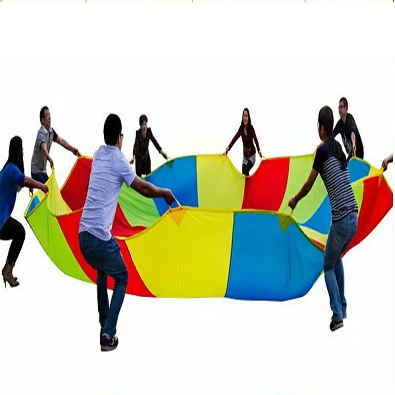 

New Arrival 2m Child Outdoor Rainbow Umbrella Parachute Toy Kindergarten Parent-Child Umbrella Rally Amusement Park Playground