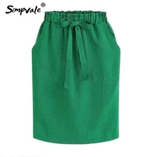 Летняя винтажная мини-юбка с бантом на шнуровке, Женская однотонная элегантная повседневная юбка, женский эластичный пояс, Офисная Рабочая Юбка, пакет бедер