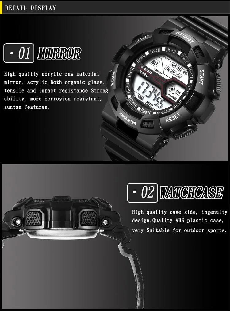 SYNOKE детские электронные цифровые часы Корейская версия многофункциональные водонепроницаемые часы с подсветкой для мальчиков и девочек детские часы