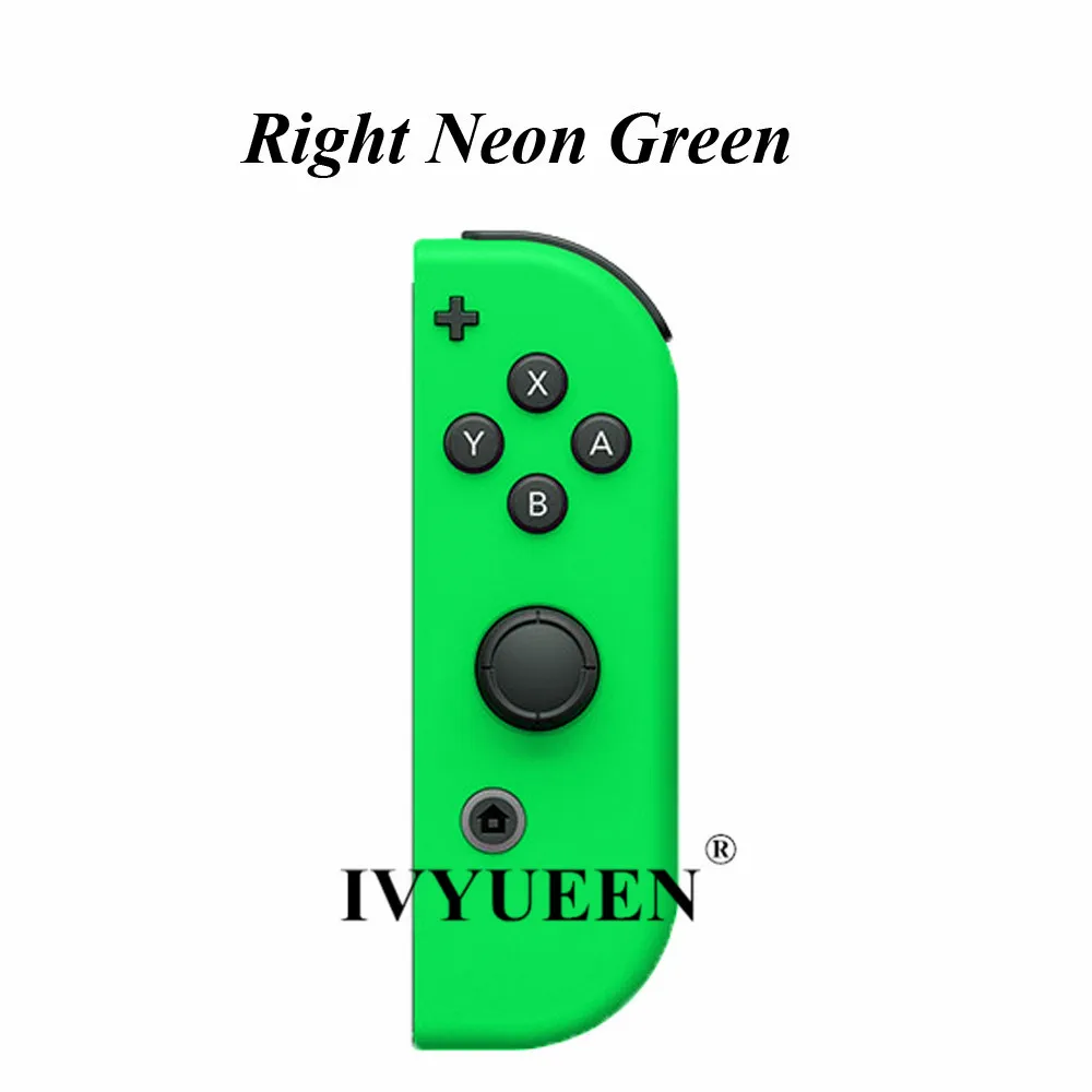 Right Neon Green Чехол-накладка IVYUEEN для Kind Switch NS Joy Con с корпусом, зеленый, желтый, розовый, левый/правый джойстик, чехол для контроллера, аксессуары для игр - Цвет: Right Neon Green