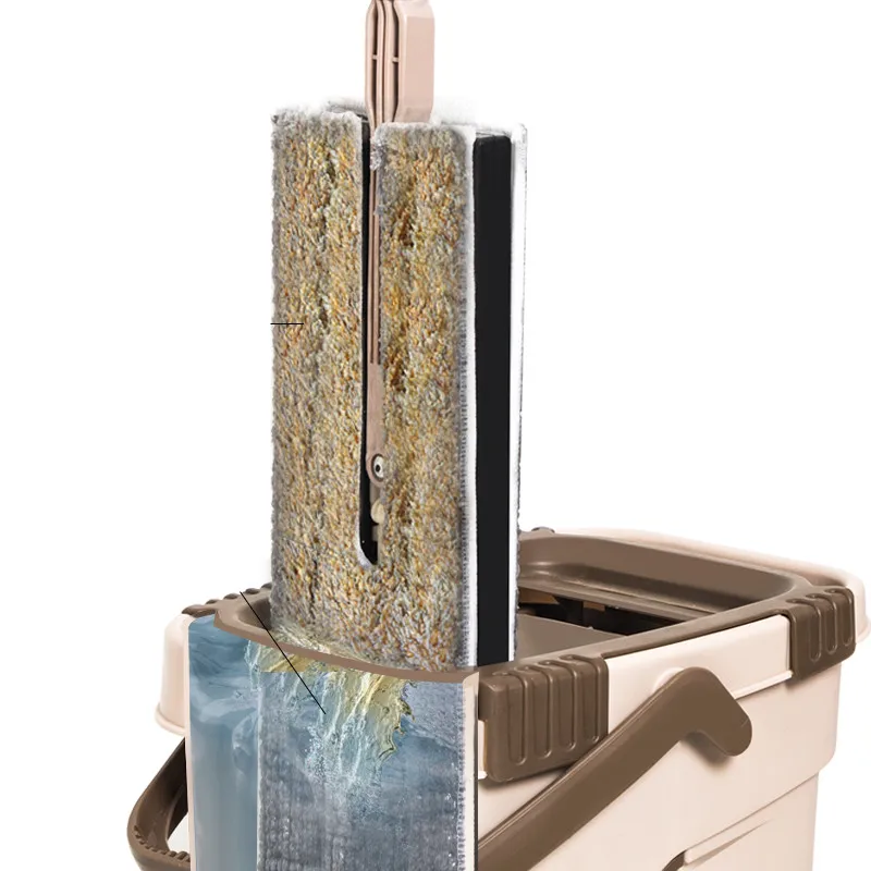 Новая двухсторонняя плоская швабра и ведро ручная самоотжимающаяся жесткая