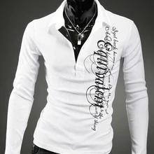 ZOGAA Мужская Повседневная рубашка-поло с буквенным принтом хлопковые рубашки-поло топы Мужские дышащие рубашки поло с отложным воротником приталенная рубашка поло на осень