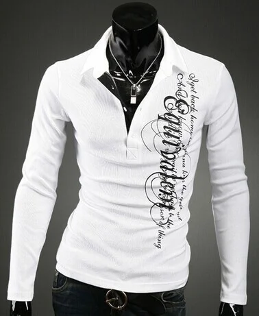 

ZOGAA 2019 Men's Shirt Fashion Casual Solid Color Polos Breathable Spring and Summer Letter Printed shirt with Turn-down Collar