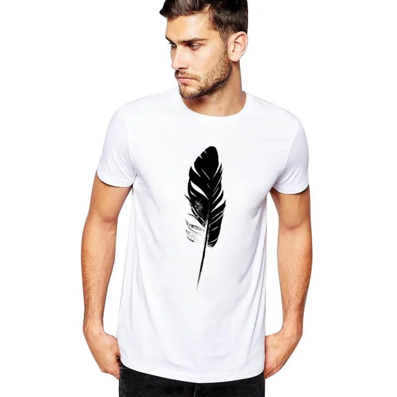 Buy Feather Printed Stylish Mens T shirt Short Sleeved
