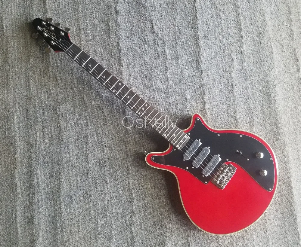 

top quality QShelly custom Brian may 3 pickups bill nvlay mahogany body white binding electric guitar musical instruments shop