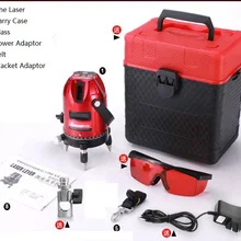 Лазерный уровень, 5 линий, 6 точек, уровень с функцией наклона/360 Поворотный, самонивелирующийся, внутренний, открытый, 635nm, красный