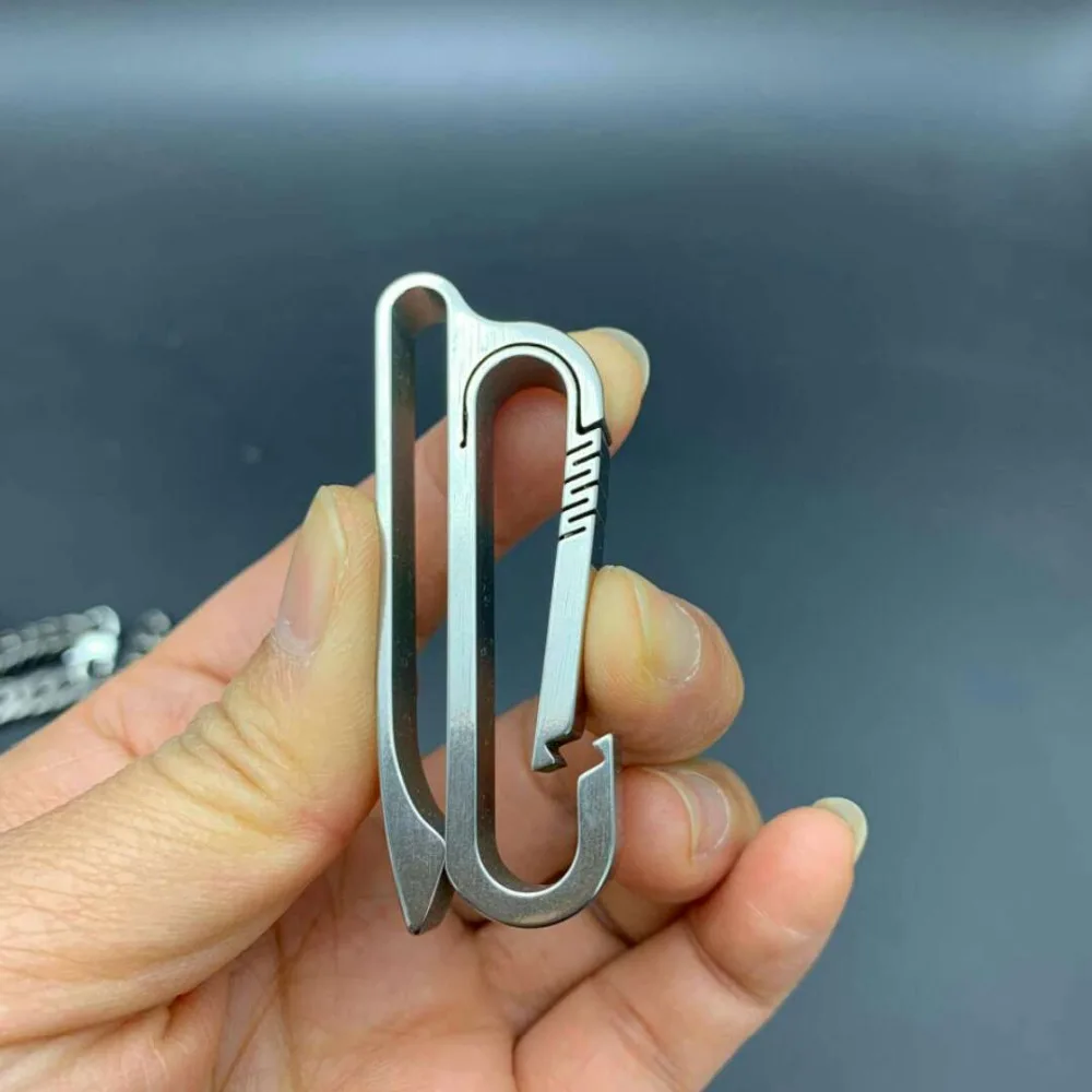TC4 Титан предотвращает потерю ключа Держатель Автомобильный брелок для ключей Быстрый крюк интегральный режущий брелок