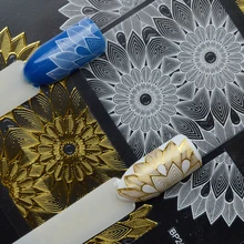 1 лист, 3D наклейка с цветком, наклейки для дизайна ногтей, золотые/белые наклейки с голографическим блеском, Наклейки для декора ногтей, клей для женщин, инструменты для макияжа CHBP248