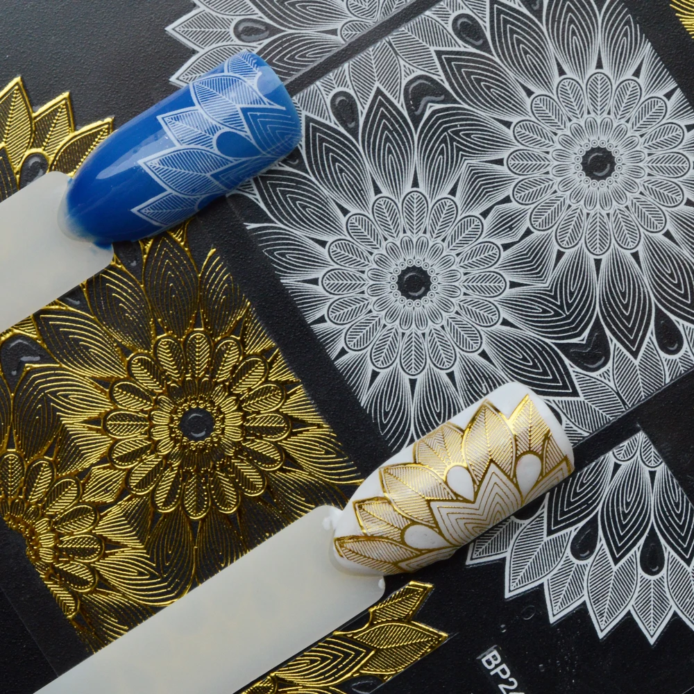 

1 Sheets 3D Blossom Flower Sticker Nail Art Tips Gold/White Holo Glitter Decals Nail Decor Adhesive Women Makeup Tools CHBP248