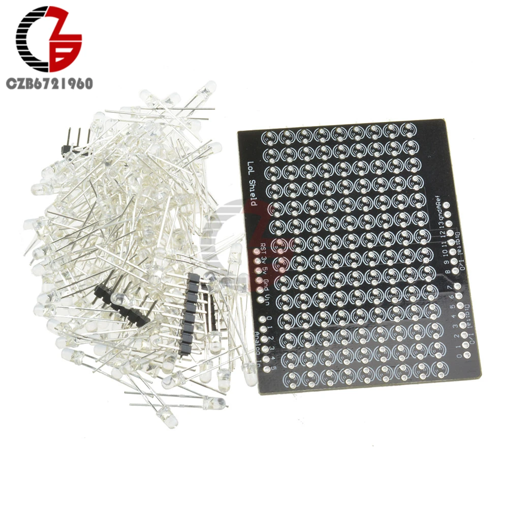 

LOL Shield Charlieplexed LED Matrix Blue LED Light Scroll Test Image DIY for Arduino Christmas Holiday