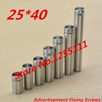 

10pcs/lot 25*40mm 25mm Stainless Steel Acrylic Advertisement Fixing Screws Glass Standoff Pin Nails