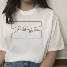 michelangelo david hands print women t shirt t-shirt tshirt femaale clothes aesthetic harajuku ulzzang graphic 90s summer top