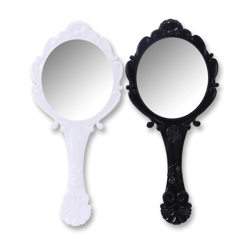 Зеркало для макияжа с ручкой в стиле ретро, портативное кружевное ручное зеркало для макияжа, косметическое средство